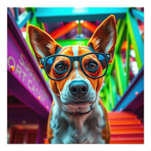 Snygg hund med solglasögon fototryck