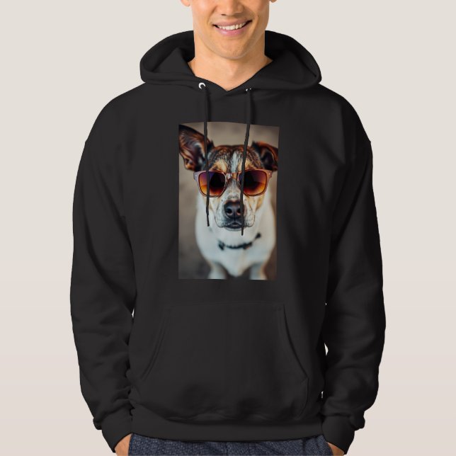 Snygg hund med solglasögon hoodie (Framsida)
