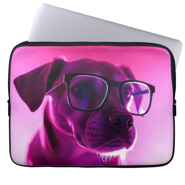Snygg hund med solglasögon laptop fodral (Framsidan)
