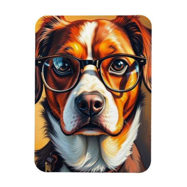 Snygg hund med solglasögon magnet (Vertikal)
