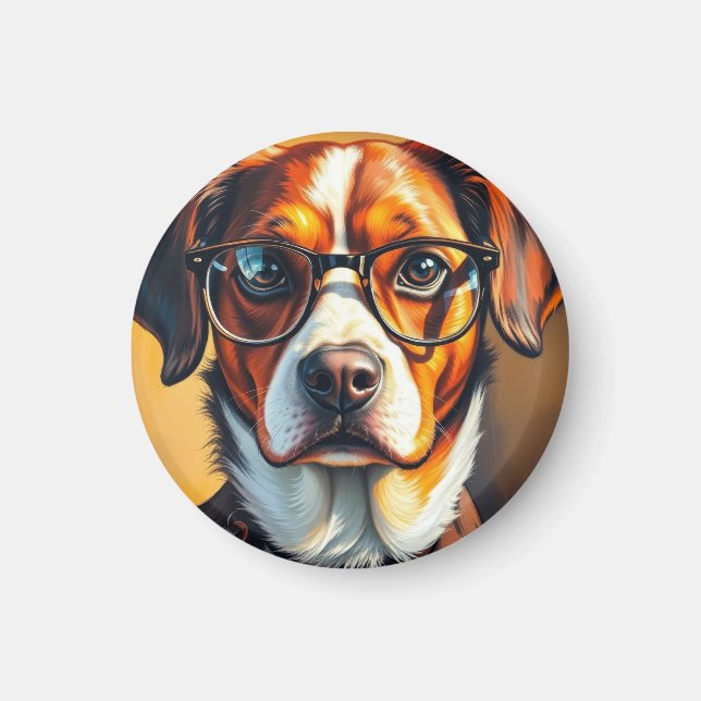 Snygg hund med solglasögon magnet (Framsidan)