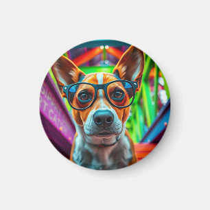 Snygg hund med solglasögon magnet
