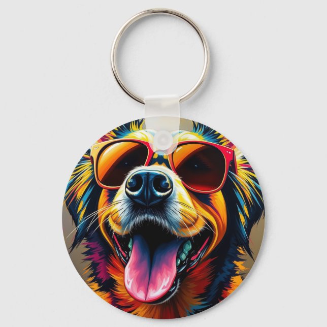 Snygg hund med solglasögon nyckelring (Framsida)