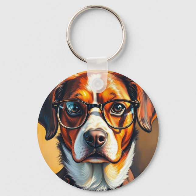 Snygg hund med solglasögon nyckelring (Framsida)