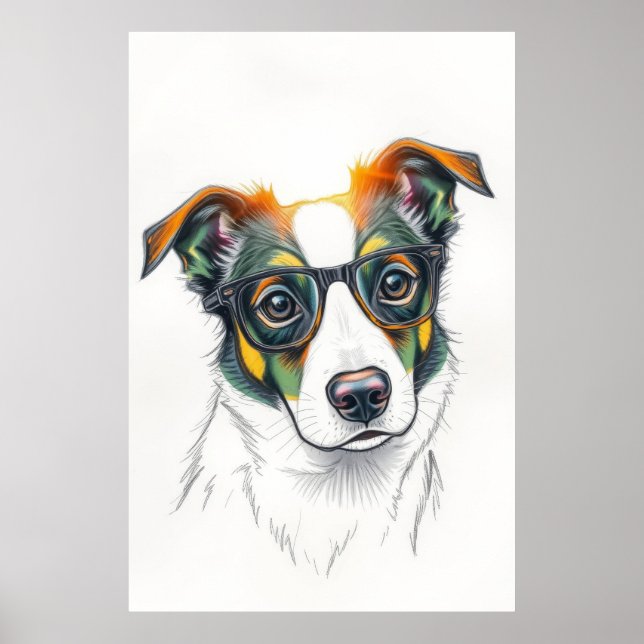 Snygg Hund med Solglasögon Poster (Framsidan)