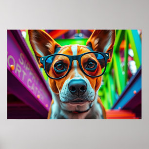 Snygg hund med solglasögon poster