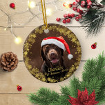 Snygg Hund Puppy Pet First jul Simple Photo Julgransprydnad Keramik<br><div class="desc">Fin Hund Puppy Pet Första julen Foto Ceramic Ornament</div>