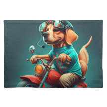 Snygg hund som kör motorcykel  