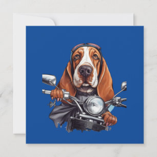 Snygg hundbiker, söt basset hound-hundförare inbjudningar