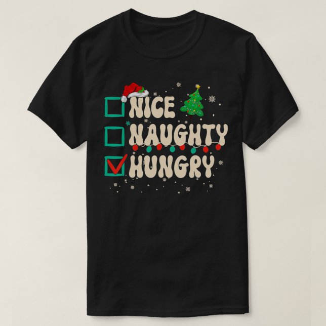 Snygg Hungrig jullista Julafton Santa Clau T Shirt (Design framsida)
