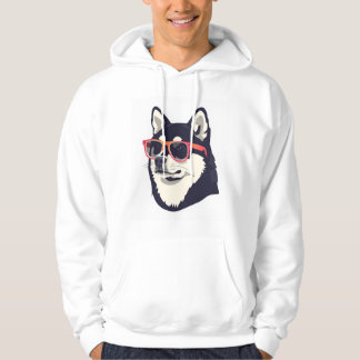 Snygg Husky Hund med röda solglasögon Herr Hoodie