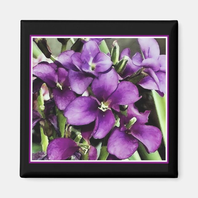 snygg i lila blomma magnet (Framsidan)