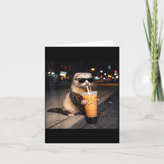 Snygg Iller Dricker Iced Milk Kaffer Män Kvinnor Kort (Framsida)