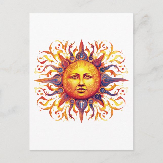 Snygg, Illustrated Sol Vykort (Framsida)