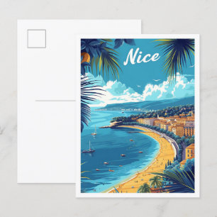 Snygg illustration av Frankrike Vintage Art Travel Vykort