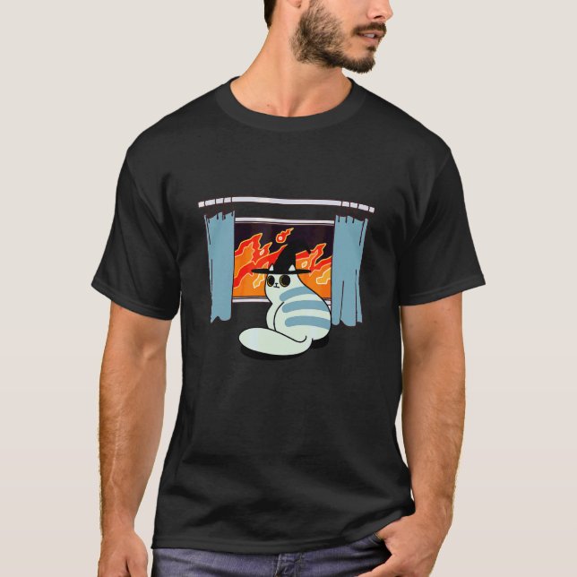 Snygg Illustration av Onda Eldkatt   Grafiska Desi T Shirt (Framsida)