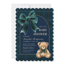 Snygg inbjudan till baby shower med teddybjörn i g