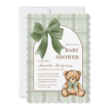 Snygg inbjudan till baby shower med teddybjörn i r