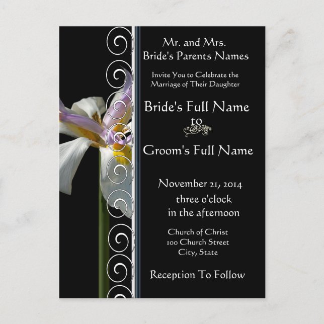 Snygg inbjudan till Elegant Orchid Wedding Vykort (Framsida)