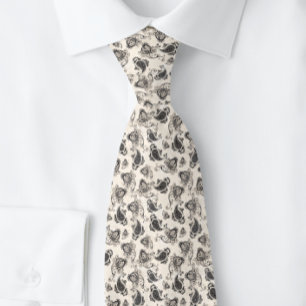Snygg indisk Paisley Grått Cream   Slips