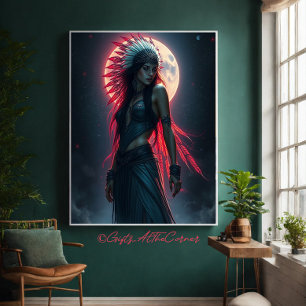 Snygg inhemsk amerikansk Woman Celestial Canvastryck