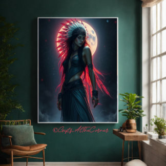 Snygg inhemsk amerikansk Woman Celestial Canvastryck