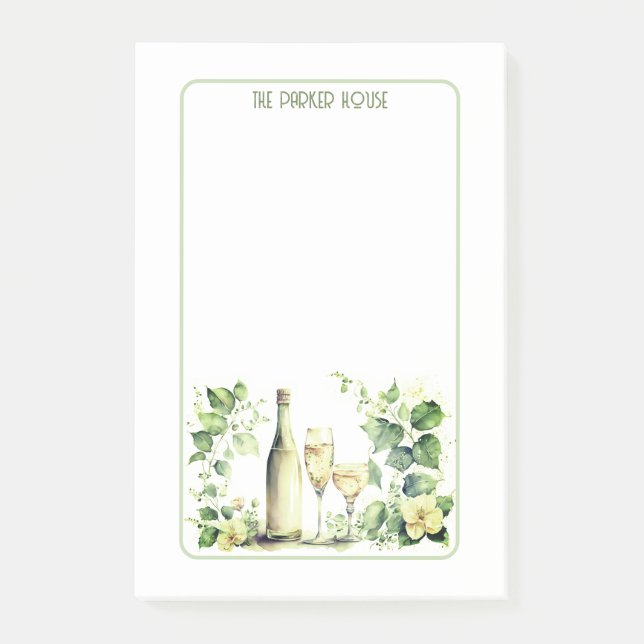 Snygg inställning av Vin med blommor Post-it Block (Framsida)