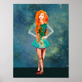 Snygg Irish Dancer Hard Shoe Dance Poster