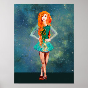 Snygg Irish Dancer Hard Shoe Dance Poster