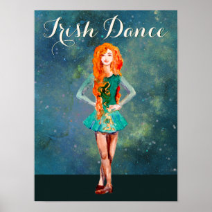 Snygg Irish Dancer Hard Shoe Dance Poster
