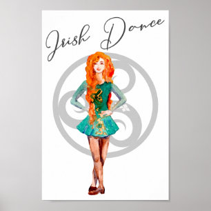 Snygg irländsk dansare Hårdskor Celtic Knot Dance Poster