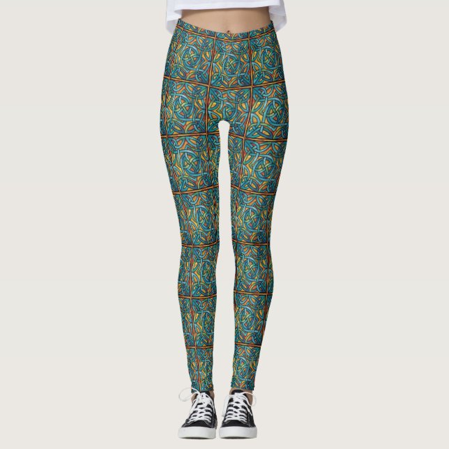 Snygg irländsk keltisk design Skriv ut lagning Leggings (Framsida)