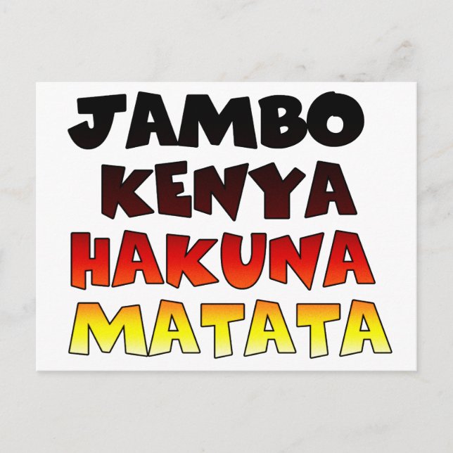 Snygg Jambo Kenya Hakuna Matata Loely Art Vykort (Framsida)