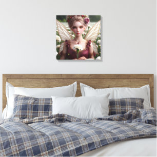 Snygg januari Fairy i Carnations Canvastryck