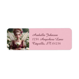 Snygg januari Fairy i Carnations Returadress Etikett
