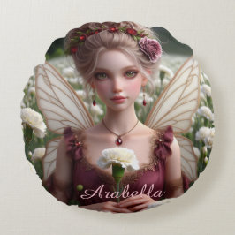 Snygg januari Fairy i Carnations Rund Kudde