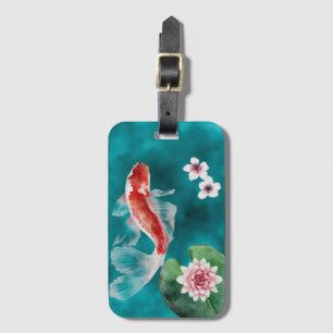 Snygg japansk koi Fish, Cherry Blommars Japan Bagagebricka