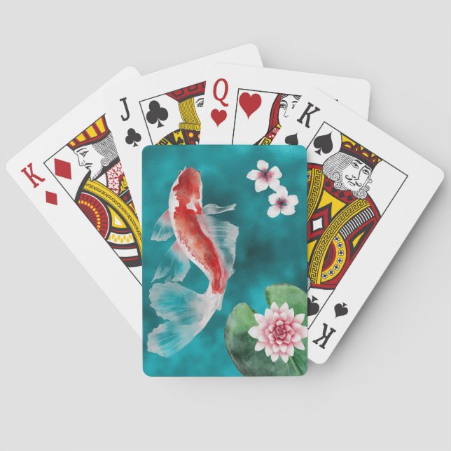 Snygg japansk koi Fish, Cherry Blommars Japan Casinokort (Baksidan)