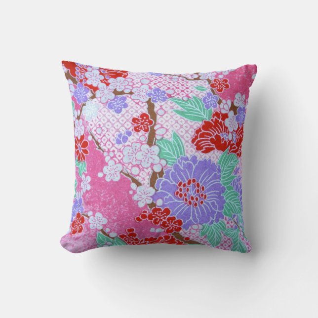 Snygg japansk Sakura Mönster Pillow Kudde (Framsida)