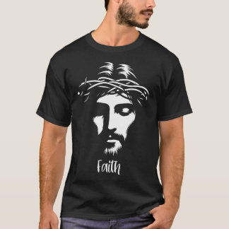 Snygg Jesus Ansikte Krona i Thorns Christian Fai T Shirt