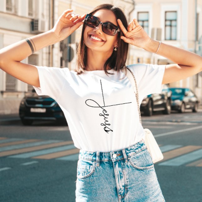 Snygg Jesus Cute Kor-skript t-shirt (Skapare uppladdad)