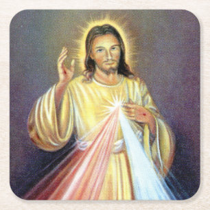 Snygg Jesus Kristus Underlägg Papper Kvadrat