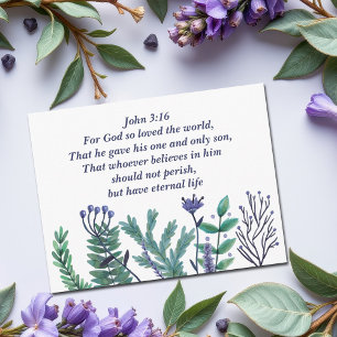 Snygg John 3:16 Bible Verse Christian Helg Vykort