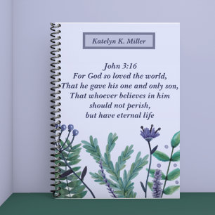Snygg John 3:16 Söt Blommigt Christian Quote Anteckningsbok
