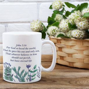 Snygg John 3:16 Söt Blommigt Christian Quote Kaffemugg