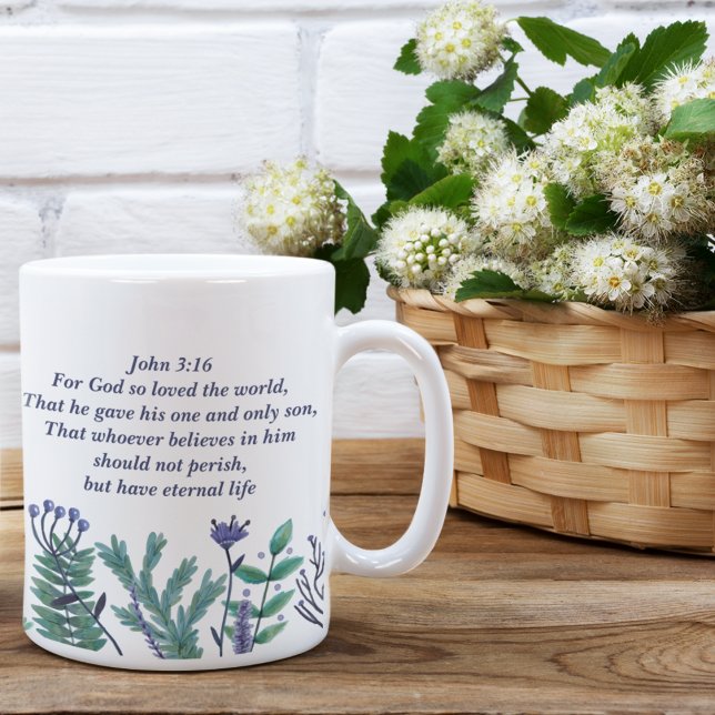 Snygg John 3:16 Söt Blommigt Christian Quote Kaffemugg (Skapare uppladdad)