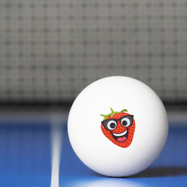 Snygg Jordgubbs Karaktär – Rollig Kawaii Frukt Kon Pingisboll (Netto)