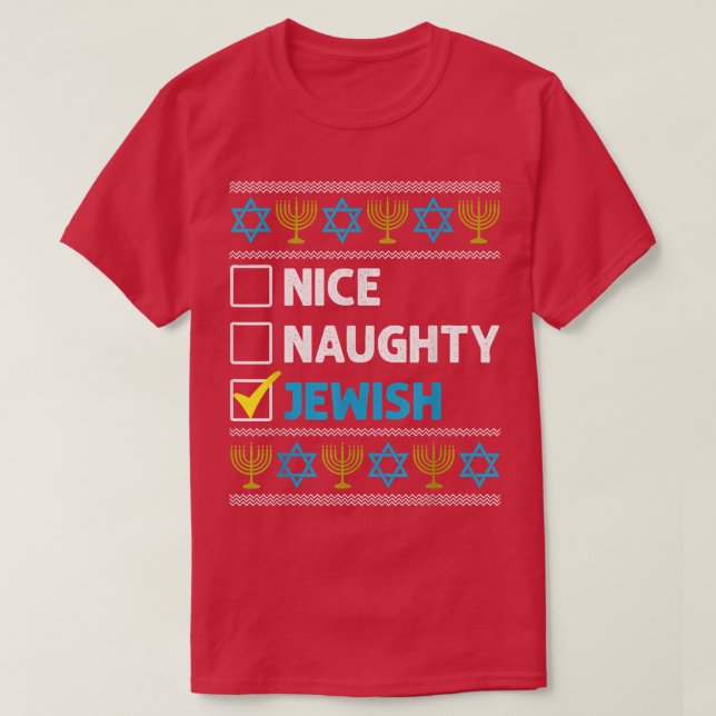 Snygg, judisk Hanukkah Ugly jul Chanuk T Shirt (Design framsida)