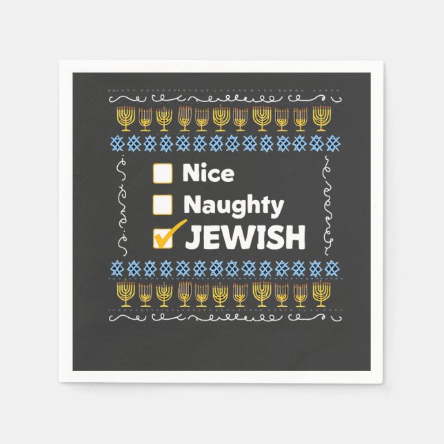 Snygg judisk Hanukkah Ugly Sweater Pappersservett (Framsidan)