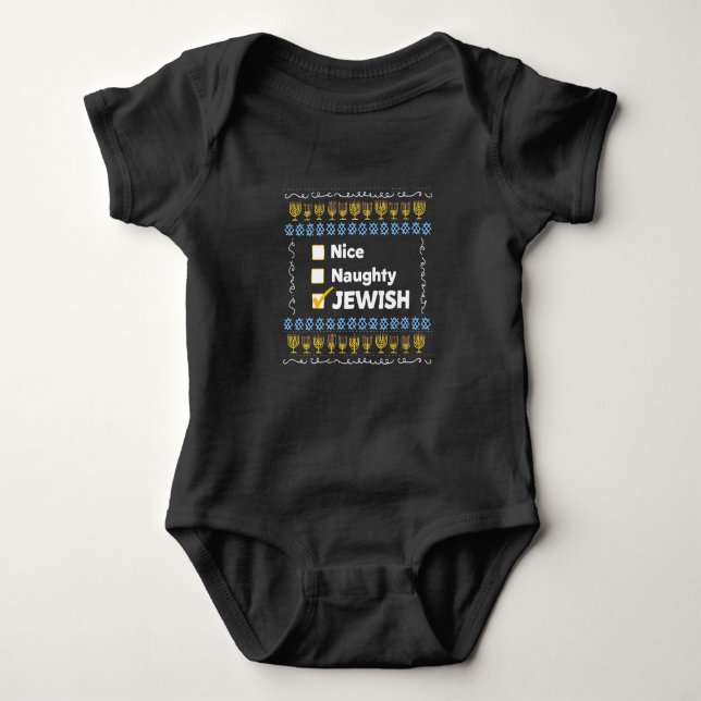 Snygg judisk Hanukkah Ugly Sweater T Shirt (Framsida)